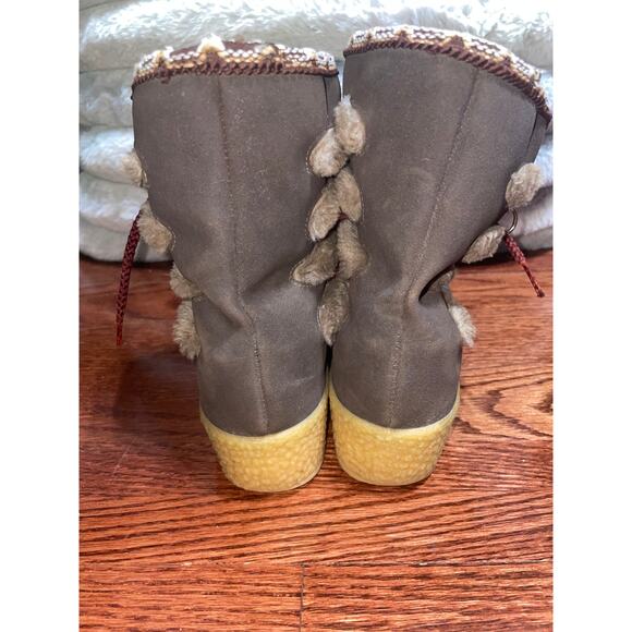 Snowland Vintage Lace Up Wedge Faux Fur Snow Ski Boots Size 7 - Picture 8 of 9